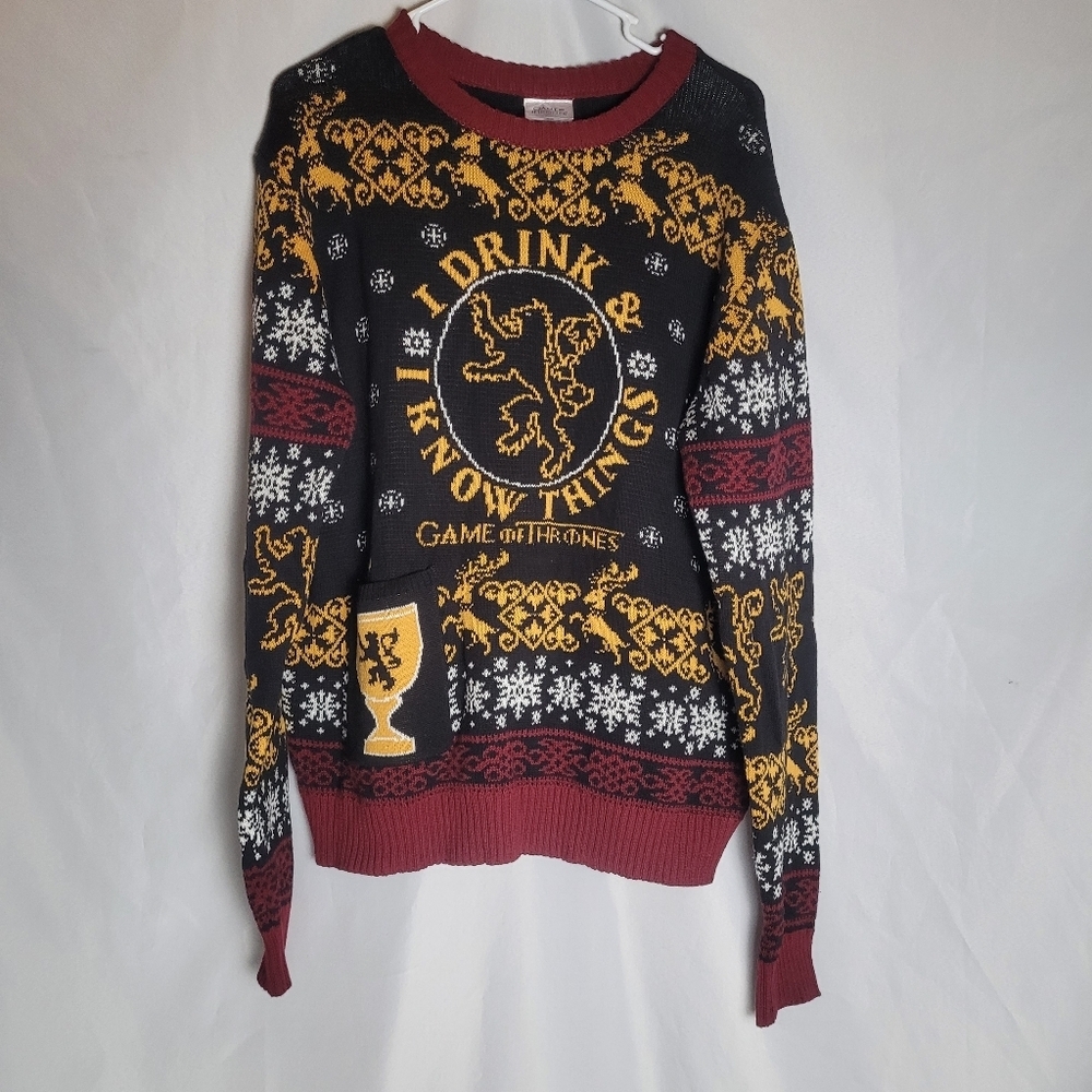 Game Of Thrones Iron Anniversary I Drink & I Know Things Sweater Men's XL